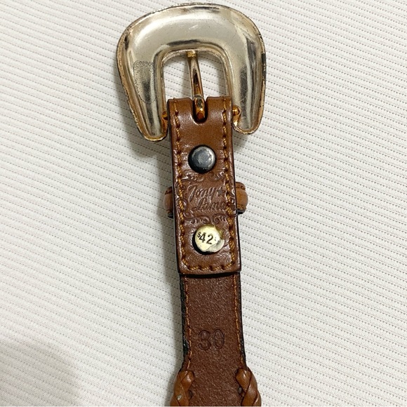 Tony Lama Scalloped Brown Leather Western Belt - Picture 5 of 7